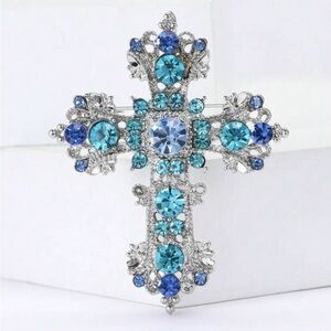 New rhinestone cross brooch